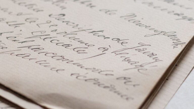 Close-up of a vintage handwritten letter on textured paper